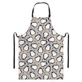 Red Heart And Penguin Pattern Print Bib Apron With Pocket