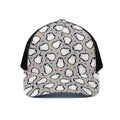Red Heart And Penguin Pattern Print Black Mesh Trucker Hat