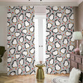 Red Heart And Penguin Pattern Print Dimout Pencil Pleat Curtains