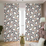 Red Heart And Penguin Pattern Print Blackout Pencil Pleat Curtains