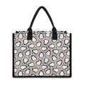Red Heart And Penguin Pattern Print Canvas Tote Bag