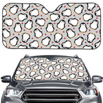 Red Heart And Penguin Pattern Print Car Windshield Sun Shade