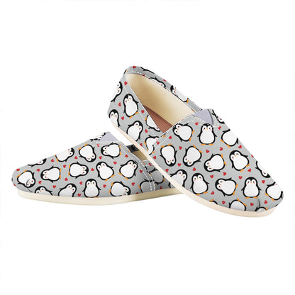 Red Heart And Penguin Pattern Print Casual Shoes