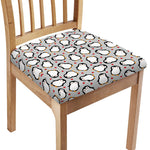 Red Heart And Penguin Pattern Print Chair Cushion Cover