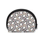 Red Heart And Penguin Pattern Print Coin Purse