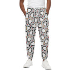 Red Heart And Penguin Pattern Print Cotton Pants