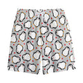 Red Heart And Penguin Pattern Print Cotton Shorts