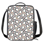 Red Heart And Penguin Pattern Print Crossbody Lunch Bag