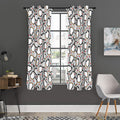 Red Heart And Penguin Pattern Print Grommet Curtain Panels