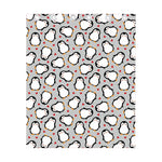 Red Heart And Penguin Pattern Print Curtain