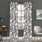Red Heart And Penguin Pattern Print Curtain