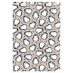 Red Heart And Penguin Pattern Print Curtain