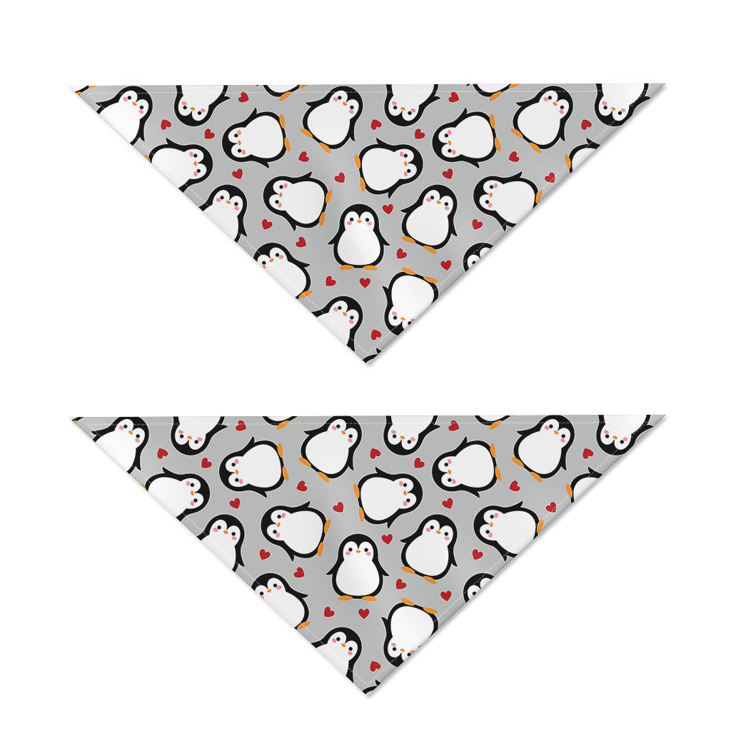 Red Heart And Penguin Pattern Print Dog Bandana