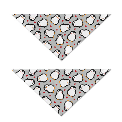 Red Heart And Penguin Pattern Print Dog Bandana
