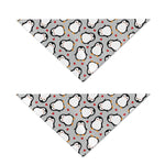 Red Heart And Penguin Pattern Print Dog Bandana