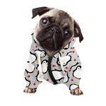 Red Heart And Penguin Pattern Print Dog Zip Up Hoodie