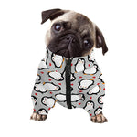 Red Heart And Penguin Pattern Print Dog Zip Up Jacket