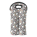 Red Heart And Penguin Pattern Print Double Neoprene Wine Tote