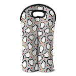 Red Heart And Penguin Pattern Print Double Neoprene Wine Tote