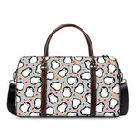 Red Heart And Penguin Pattern Print Duffle Bag