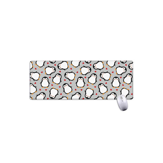 Red Heart And Penguin Pattern Print Extended Mouse Pad
