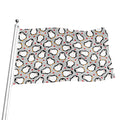 Red Heart And Penguin Pattern Print Flag
