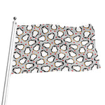 Red Heart And Penguin Pattern Print Flag