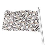 Red Heart And Penguin Pattern Print Flag