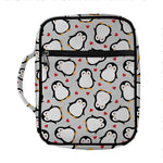 Red Heart And Penguin Pattern Print Front Pocket Bible Bag