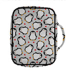 Red Heart And Penguin Pattern Print Front Pocket Bible Bag