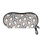 Red Heart And Penguin Pattern Print Glasses Case