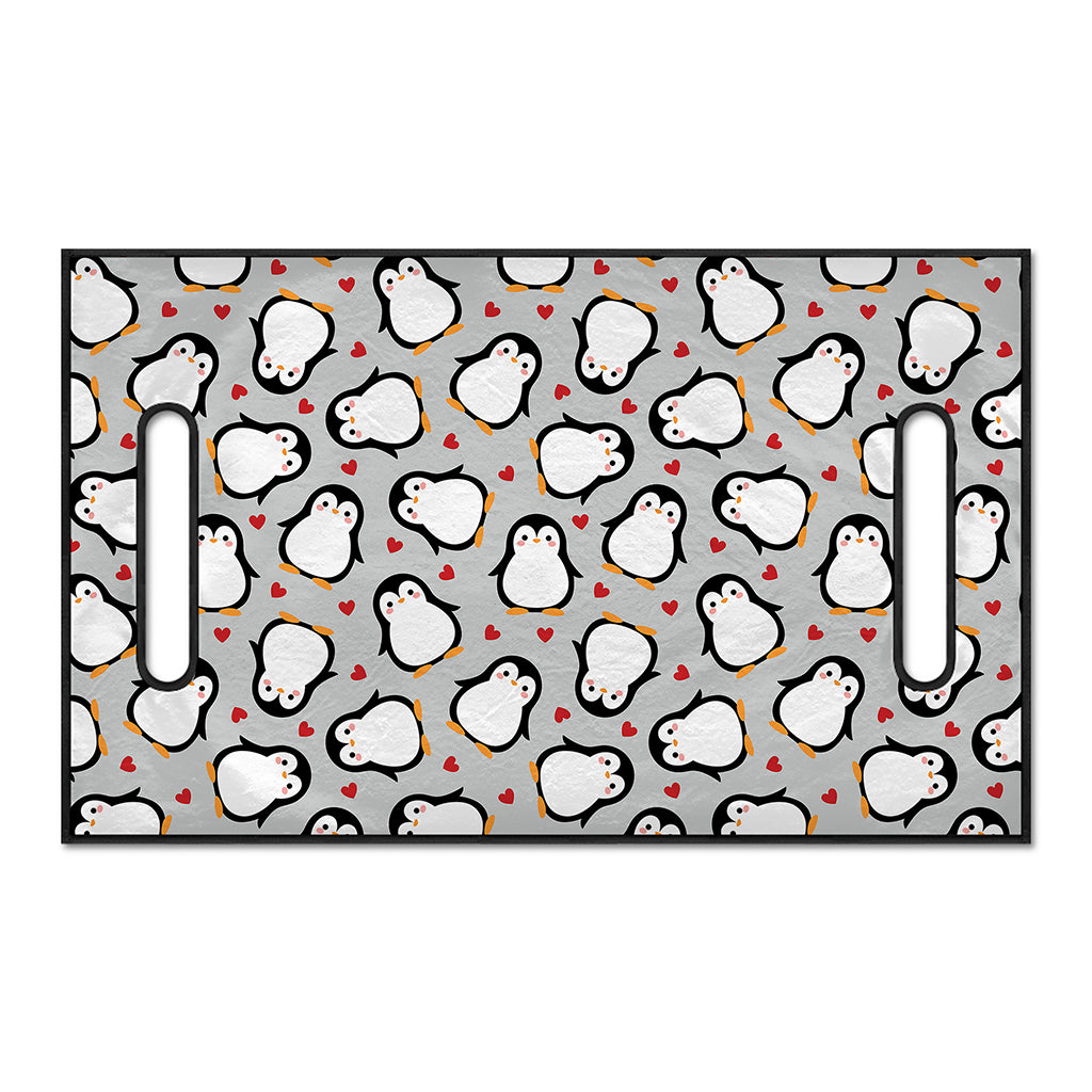 Red Heart And Penguin Pattern Print Golf Cart Seat Cover