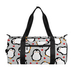 Red Heart And Penguin Pattern Print Gym Bag