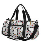 Red Heart And Penguin Pattern Print Gym Bag