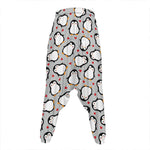 Red Heart And Penguin Pattern Print Hammer Pants