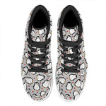 Red Heart And Penguin Pattern Print High Top Leather Sneakers