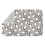 Red Heart And Penguin Pattern Print Indoor Door Mat
