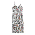 Red Heart And Penguin Pattern Print Jersey Midi Cami Dress