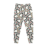 Red Heart And Penguin Pattern Print Jogger Pants