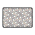 Red Heart And Penguin Pattern Print Kitchen Mat