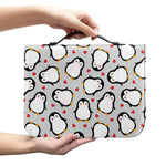 Red Heart And Penguin Pattern Print Leather Bible Cover