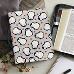 Red Heart And Penguin Pattern Print Leather Bible Cover