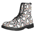 Red Heart And Penguin Pattern Print Lace-Up Boots