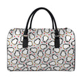 Red Heart And Penguin Pattern Print Leather Duffel Bag
