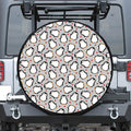 Red Heart And Penguin Pattern Print Leather Spare Tire Cover