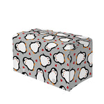 Red Heart And Penguin Pattern Print Leather Tissue Box Cover