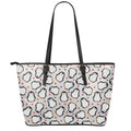 Red Heart And Penguin Pattern Print Leather Tote Bag With Zipper