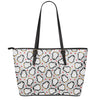 Red Heart And Penguin Pattern Print Leather Tote Bag