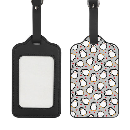 Red Heart And Penguin Pattern Print Luggage Tag