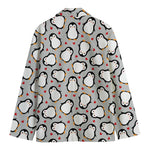 Red Heart And Penguin Pattern Print Men's Blazer
